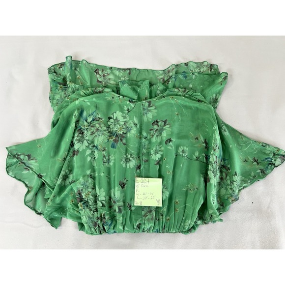 NT by Amati Layered Green Silk Floral Print 3/4 Sleeve Dress Made in Italy S/M - Picture 13 of 13
